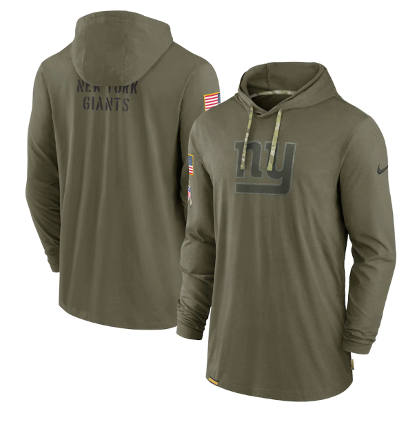 Men's New York Giants 2022 Olive Salute to Service Tonal Pullover Hoodie Men's New York Giants 2022 Olive Salute to Service Tonal Pullover Hoodie